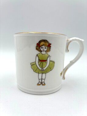 Vtg Royal Worchester Hand Painted Cup Bone China Sabbath Day Child Black Stamp